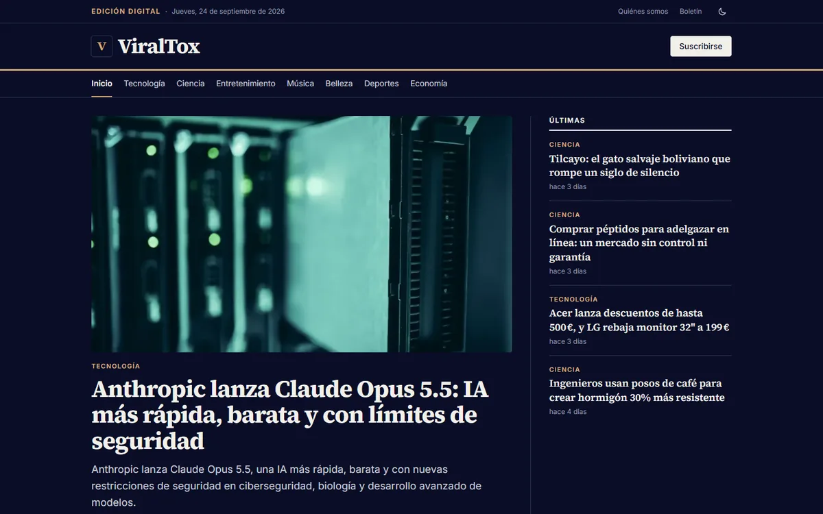 Home page of the ViralTox outlet