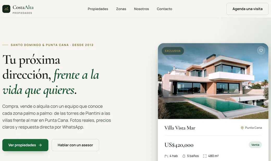 Demo de un portal de propiedades hecho por DeyviDev