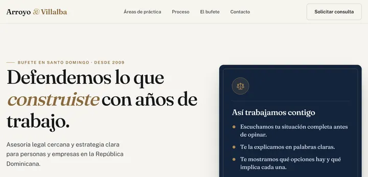 Demo de ejemplo de una web: Abogados y despachos