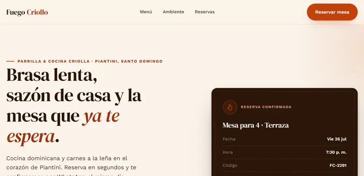 Demo de ejemplo de una web: Restaurantes