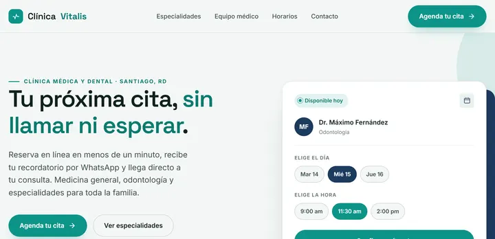 Demo de ejemplo de una web: Salud y clínicas