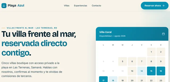 Demo de ejemplo de una web: Turismo y hospedaje