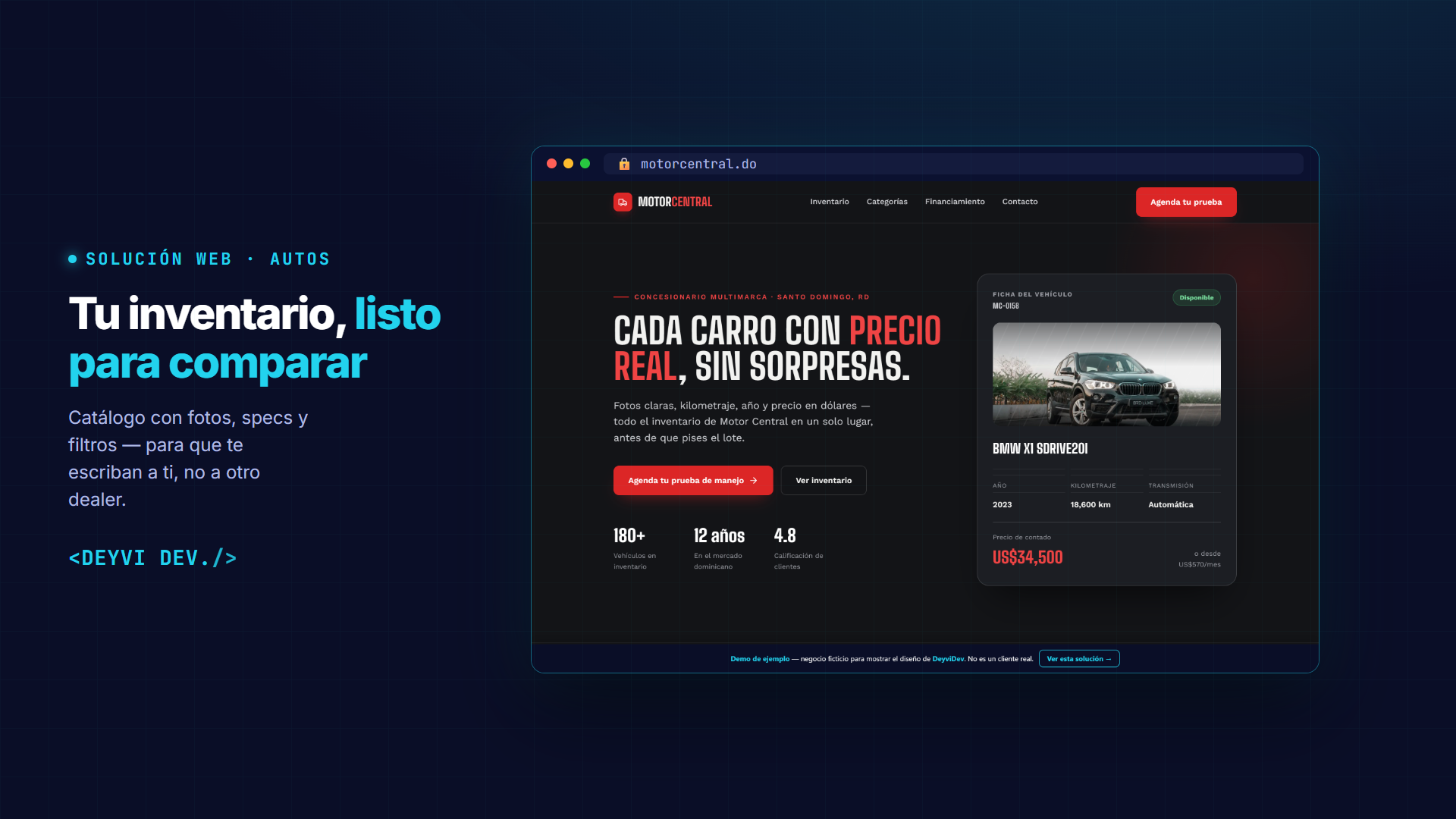 Web catalog for car dealerships