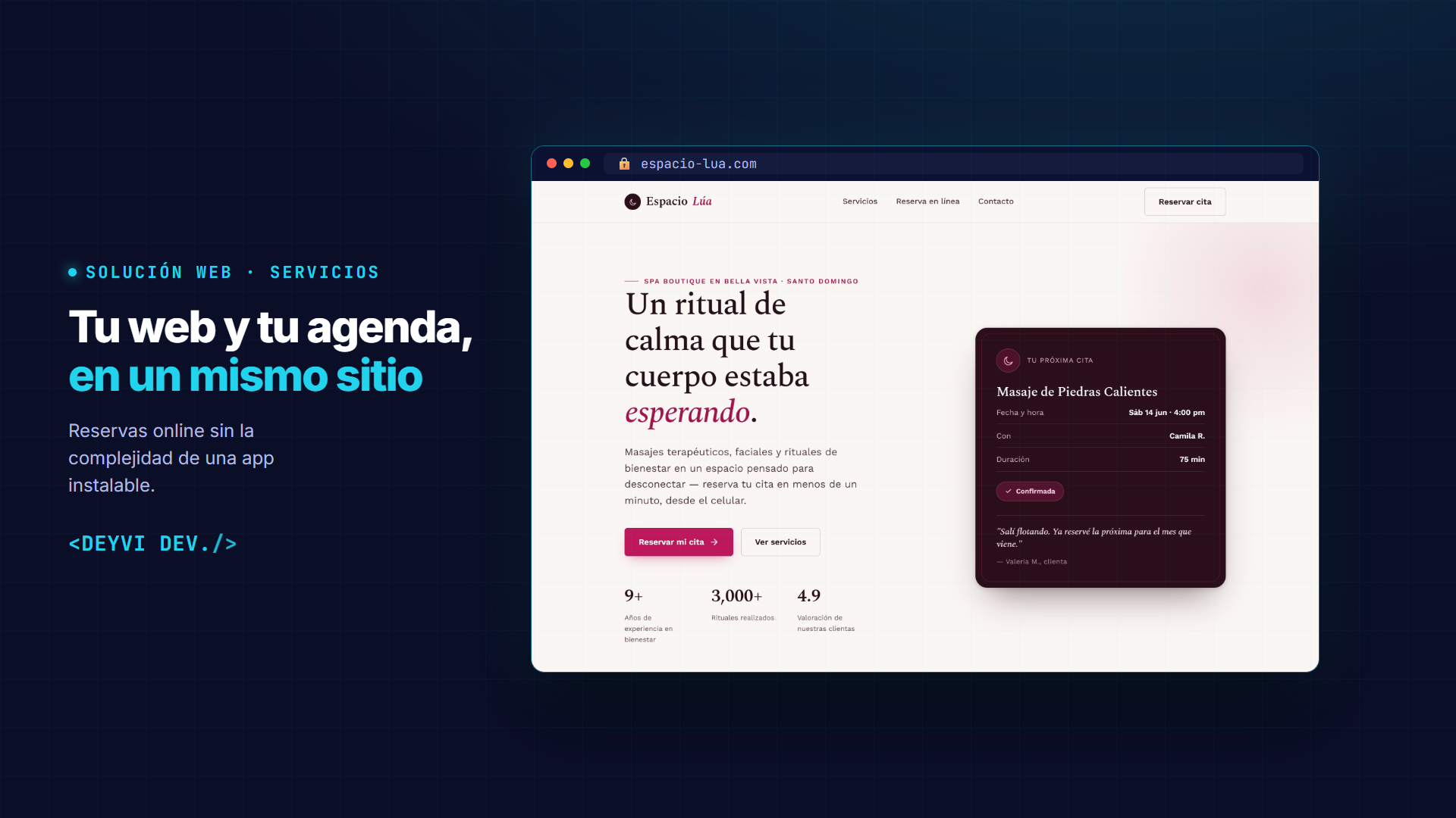 Web con agenda de reservas para negocios de servicios